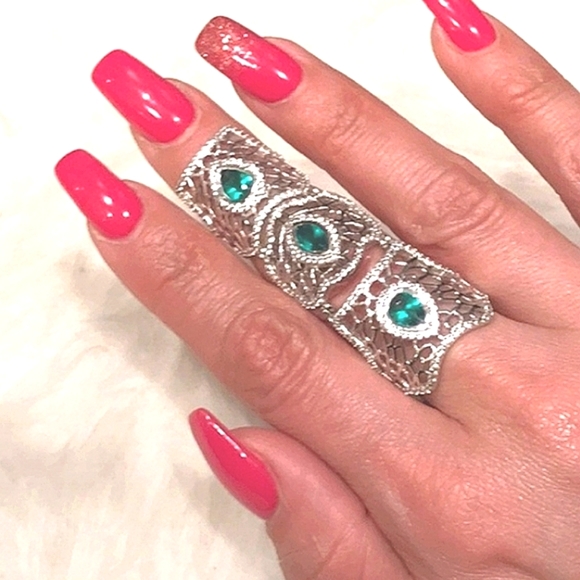Vintage Jewelry - Luxury ring💚Full finger holiday ring statement ring sparkly ring evening ring